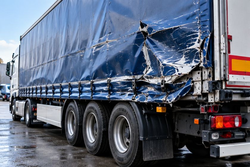 Curtain-sided trailer with a damaged side panel